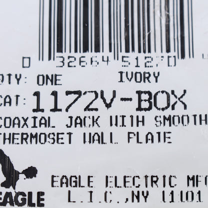 Eagle 1172V Ivory 1-Gang F-Connector Coax Unbreakable Standard Wallplate Cover