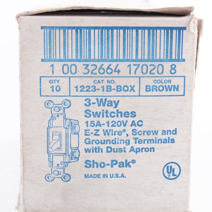 Eagle 1223-1B Brown Commercial Grade 3-Way Toggle Wall Light Switches 15A 10pcs