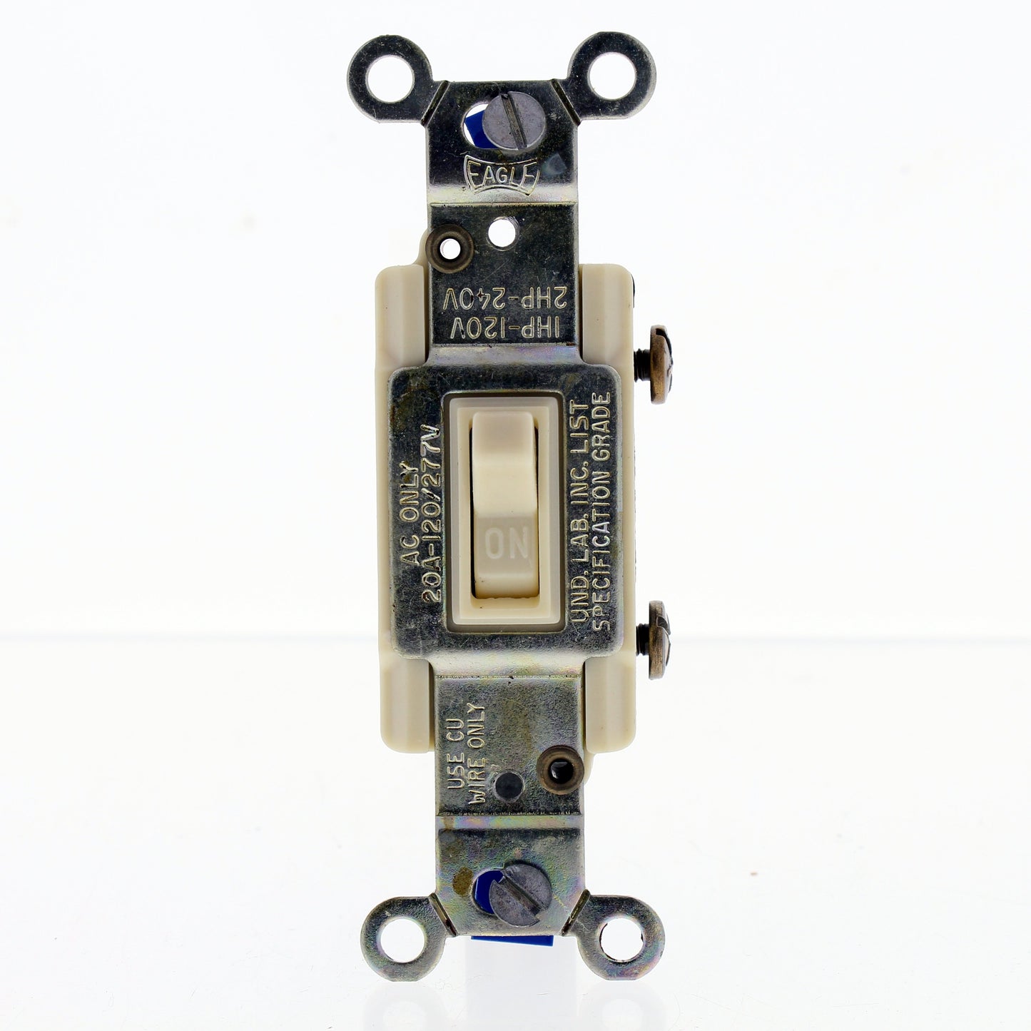 Eagle Ivory Heavy Duty Toggle Light Switch 20A 120V Single Pole 1238-2V