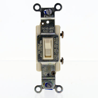 Eagle Ivory Heavy Duty Toggle Light Switch 20A 120V Single Pole 1238-2V