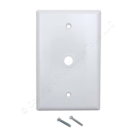 Eagle 2028W White One-Gang Midi Telephone 3/8" Hole Wall Plate Plastic Thermoset
