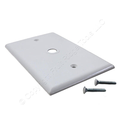 Eagle 2028W White One-Gang Midi Telephone 3/8" Hole Wall Plate Plastic Thermoset
