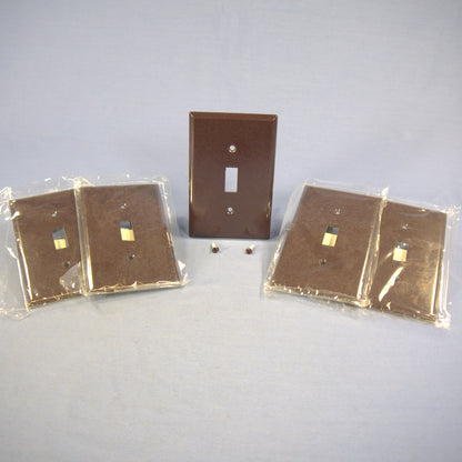 Eagle 2034B Brown 1-Gang Toggle Switch Plastic Mid-Size Wallplate Covers 5-pack