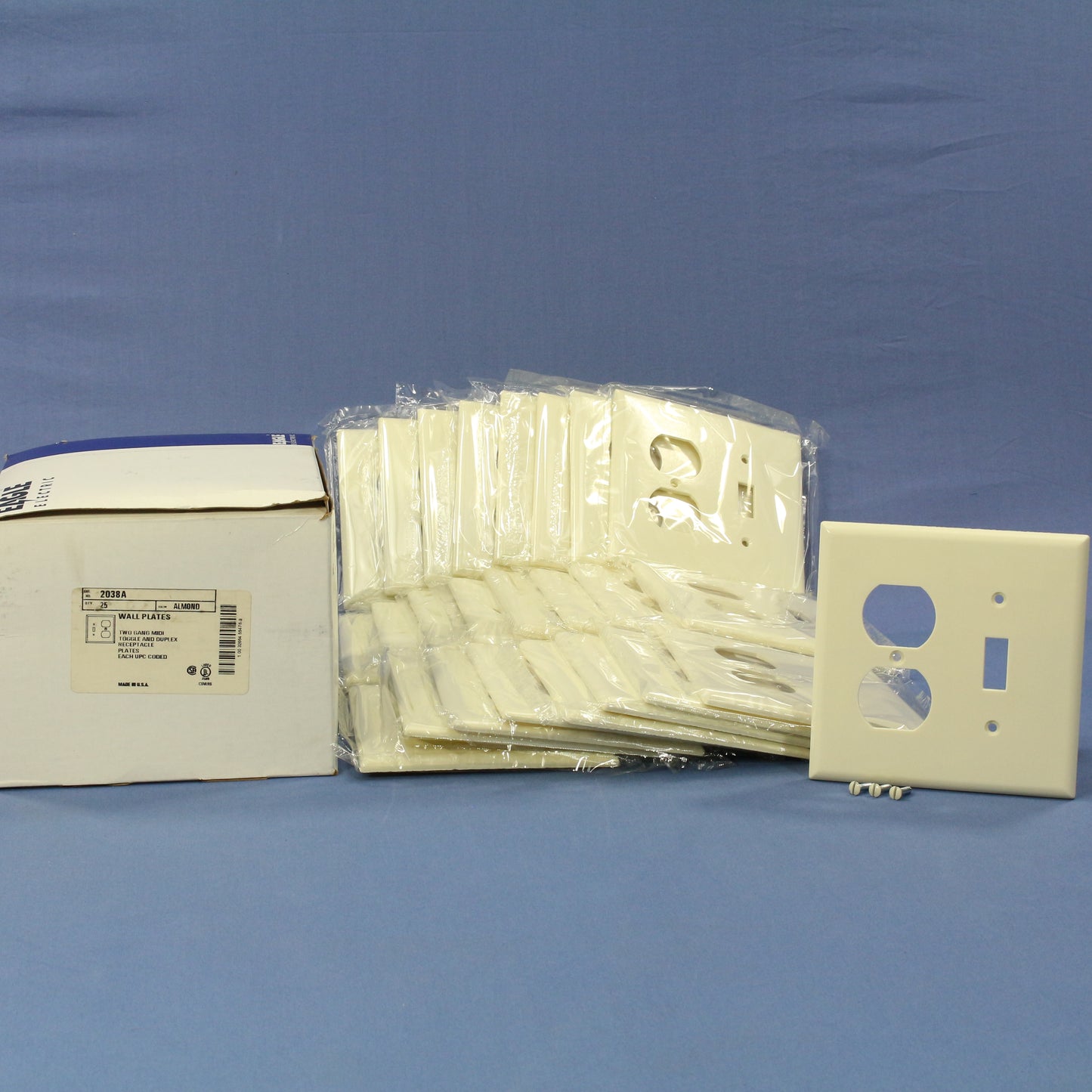 Eagle 2038B Almond 2-Gang Mid-Size Switch Receptacle Outlet Cover Plates 25-Pack