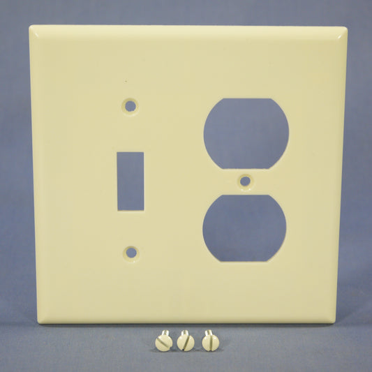Eagle 2038A Almond 2-Gang Toggle Duplex Outlet Plastic Mid-Size Wallplate Cover