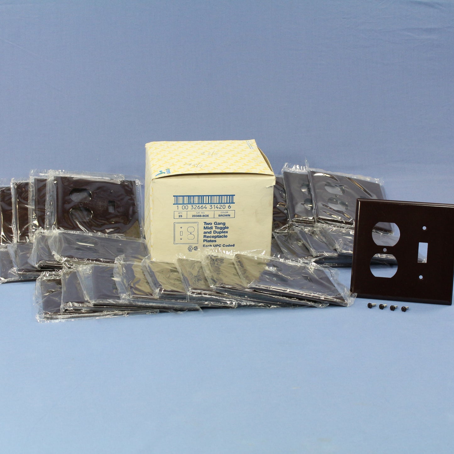 Eagle 2038B Brown 2-Gang Toggle Duplex Plastic Mid-Size Wallplate Cover 25-pack