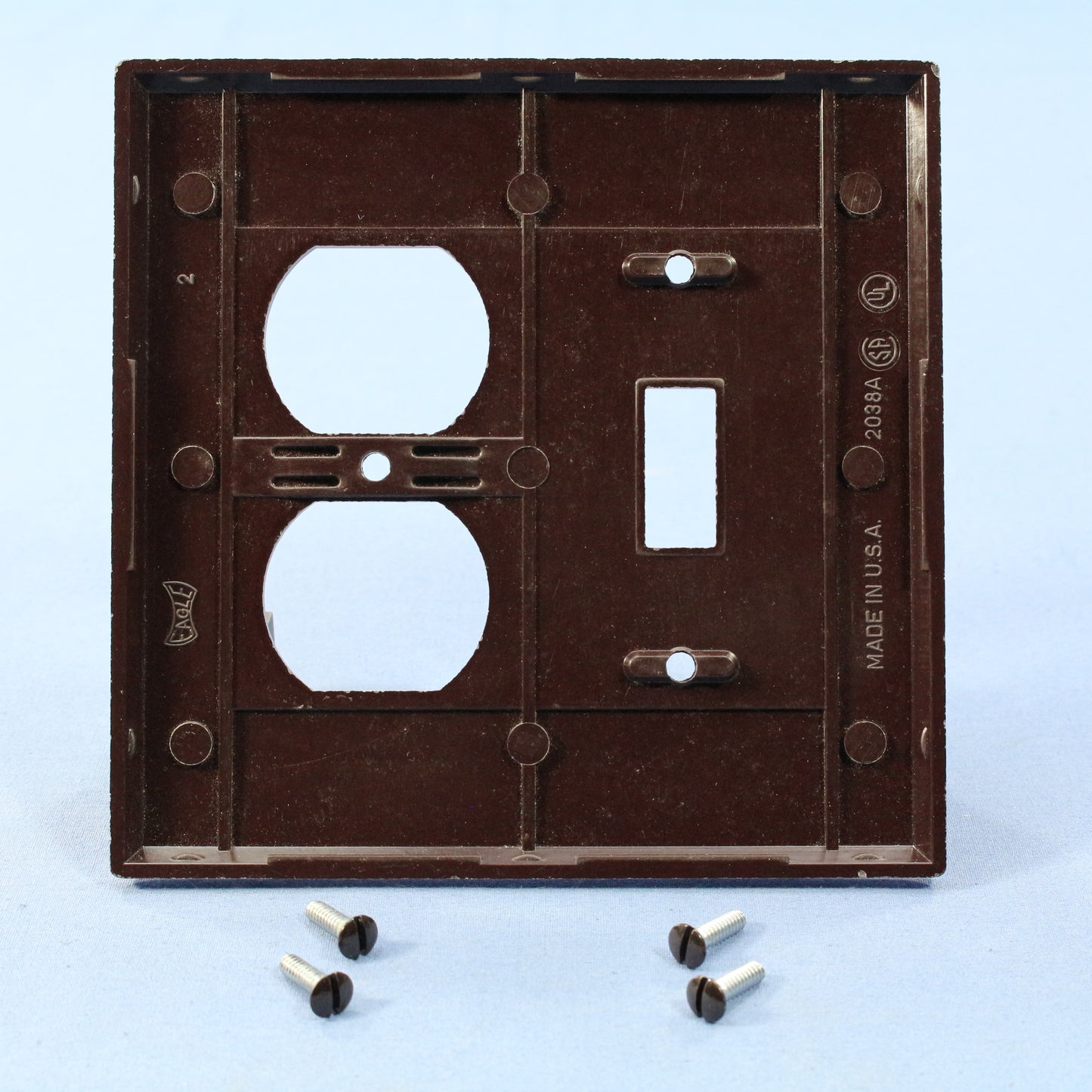 Eagle 2038B Brown 2-Gang Toggle Duplex Plastic Mid-Size Wallplate Cover 25-pack