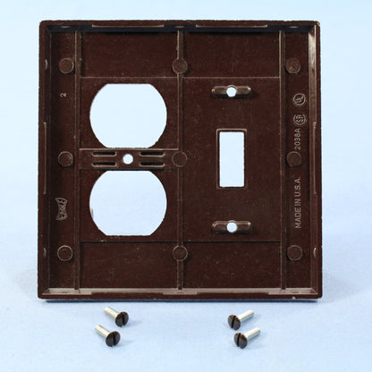 Eagle 2038B Brown 2-Gang Toggle Duplex Plastic Mid-Size Wallplate Cover 25-pack