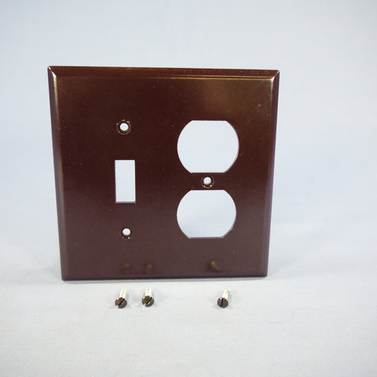 Eagle 2038B Brown 2-Gang Toggle Duplex Outlet Plastic Mid-Size Wallplate Cover