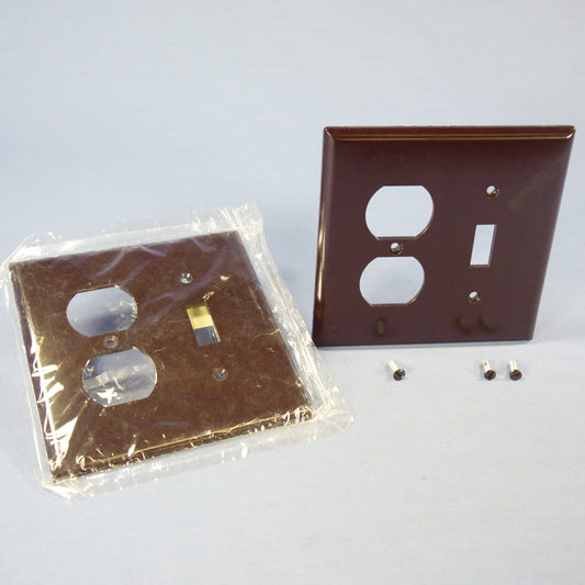 Eagle 2038B Brown 2-Gang Toggle Duplex Plastic Mid-Size Wallplate Cover 2-pack