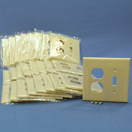 Eagle 2038V Ivory 2-Gang Toggle Duplex Plastic Mid-Size Wallplate Cover 25-pack