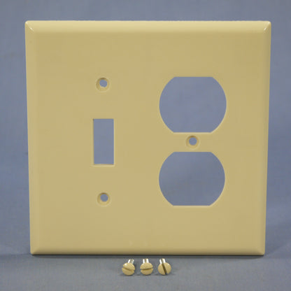 Eagle 2038V Ivory 2-Gang Toggle Duplex Outlet Plastic Mid-Size Wallplate Cover
