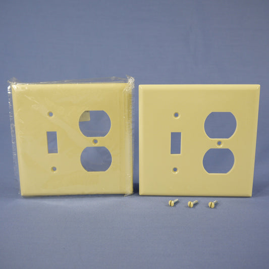 Eagle 2038V Ivory 2-Gang Toggle Duplex Plastic Mid-Size Wallplate Cover 2-pack