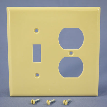 Eagle 2038V Ivory 2-Gang Toggle Duplex Plastic Mid-Size Wallplate Cover 2-pack