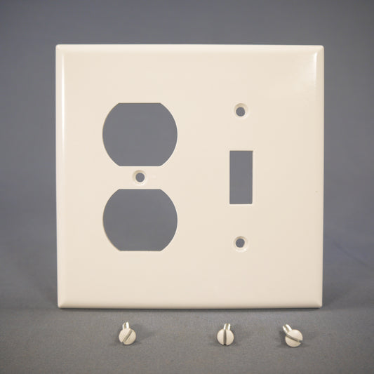 Eagle 2038W White 2-Gang Toggle Duplex Outlet Plastic Mid-Size Wallplate Cover