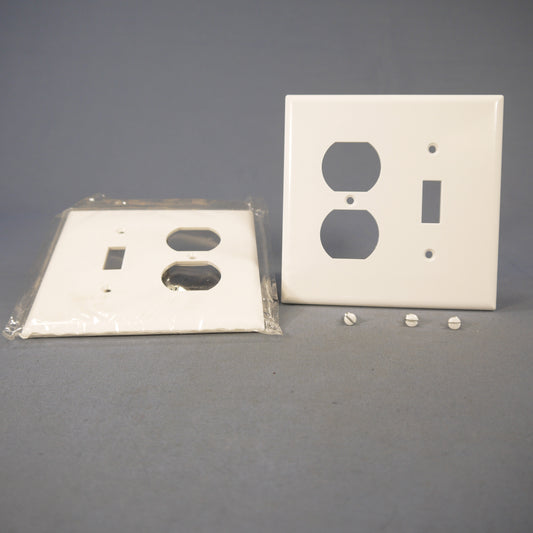 Eagle 2038W White 2-Gang Toggle Duplex Plastic Mid-Size Wallplate Cover 2-pack