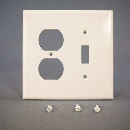 Eagle 2038W White 2-Gang Toggle Duplex Plastic Mid-Size Wallplate Cover 2-pack