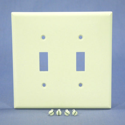 Eagle 2039A Almond 2-Gang Toggle Switch Plastic Mid-Size Wallplate Cover Plate