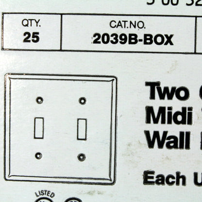 Eagle 2039B Brown 2-Gang Toggle Switch Plastic Mid-Size Wallplate Covers 25-pack