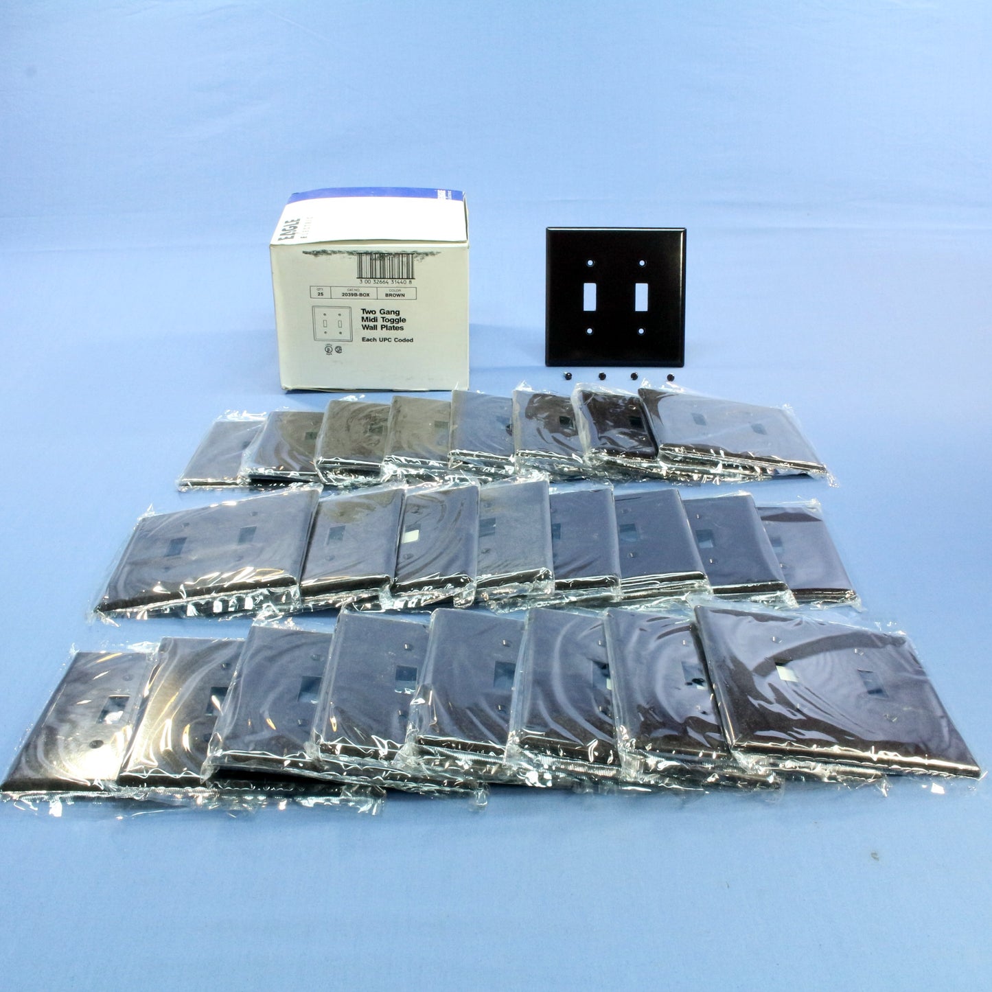 Eagle 2039B Brown 2-Gang Toggle Switch Plastic Mid-Size Wallplate Covers 25-pack
