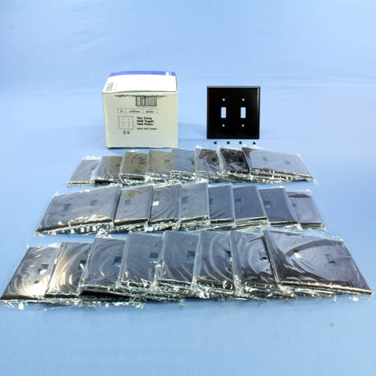 Eagle 2039B Brown 2-Gang Toggle Switch Plastic Mid-Size Wallplate Covers 25-pack