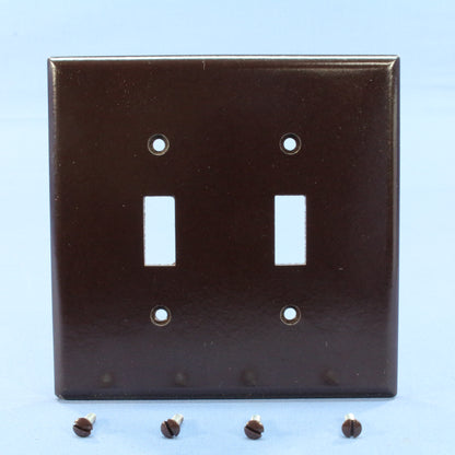 Eagle 2039B Brown 2-Gang Toggle Switch Plastic Mid-Size Wallplate Covers 25-pack
