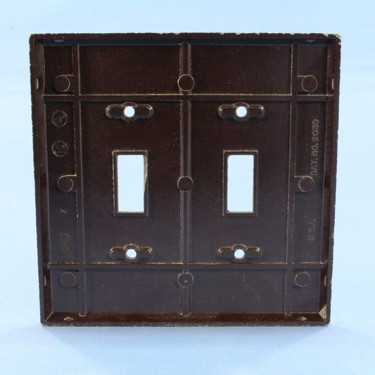 Eagle 2039B Brown 2-Gang Toggle Switch Plastic Mid-Size Wallplate Cover Plate