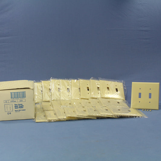 Eagle 2039V Ivory 2-Gang Toggle Switch Plastic Mid-Size Wallplate Covers 25-pack