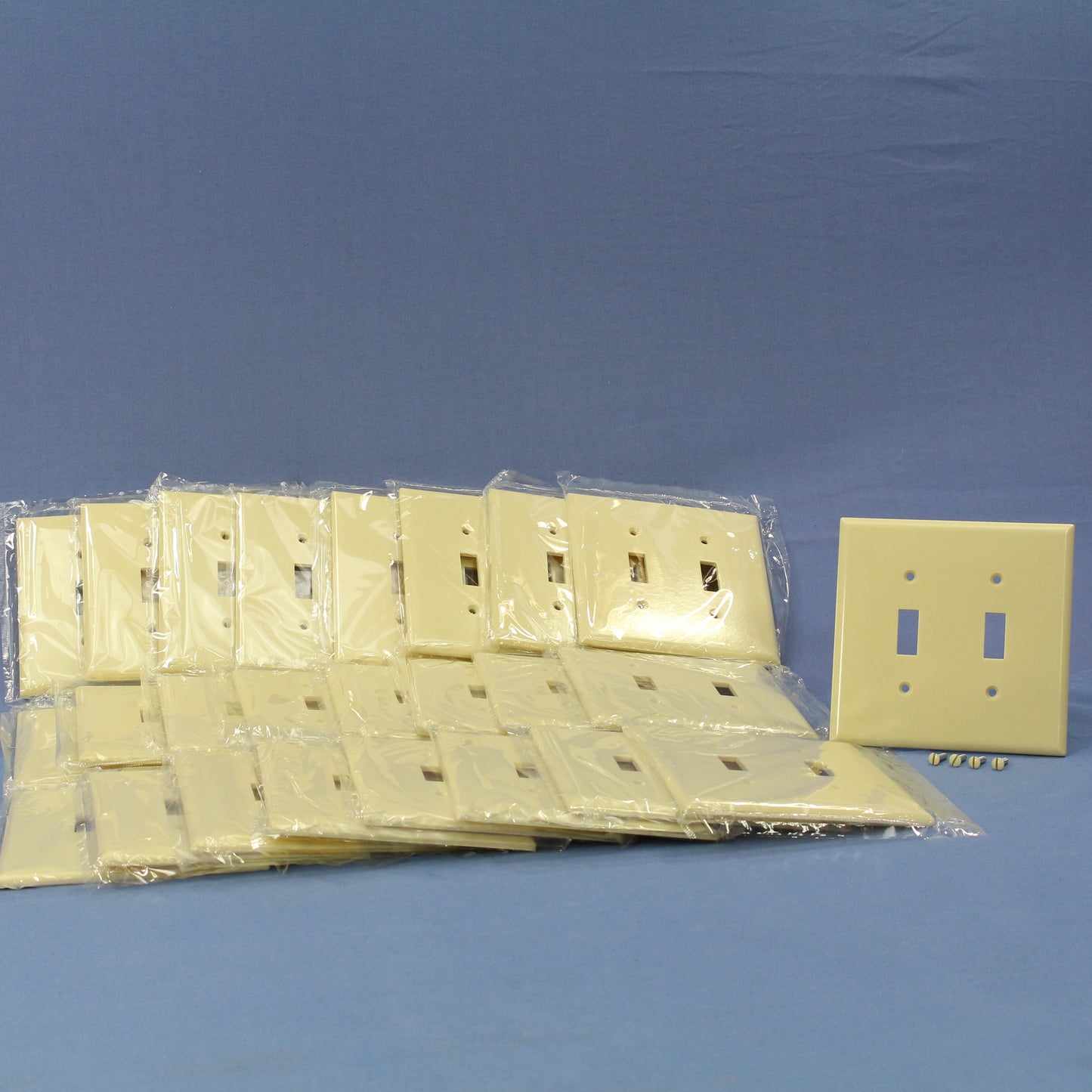 Eagle 2039V Ivory 2-Gang Toggle Switch Plastic Mid-Size Wallplate Covers 25-pack