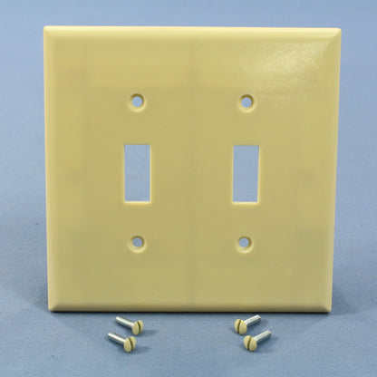 Eagle 2039V Ivory 2-Gang Toggle Switch Plastic Mid-Size Wallplate Covers 25-pack
