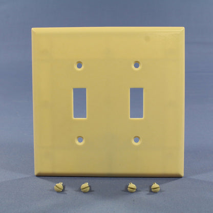 Eagle 2039V Ivory 2-Gang Toggle Switch Plastic Mid-Size Wallplate Cover Plate