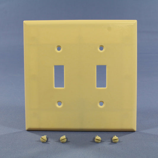 Eagle 2039V Ivory 2-Gang Toggle Switch Plastic Mid-Size Wallplate Cover Plate
