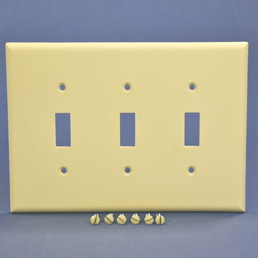 Eagle 2041A Almond 3-Gang Toggle Switch Plastic Mid-Size Wallplate Cover Plate