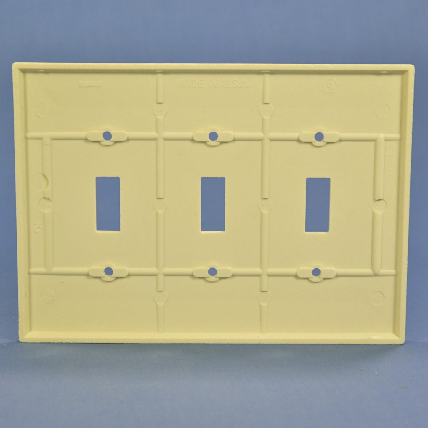 Eagle 2041A Almond 3-Gang Toggle Switch Plastic Mid-Size Wallplate Cover Plate