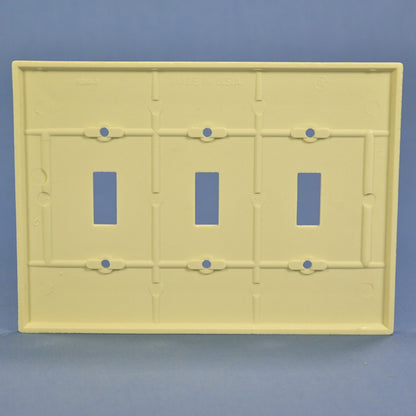 Eagle 2041A Almond 3-Gang Toggle Switch Plastic Mid-Size Wallplate Cover Plate