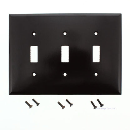 Eagle 2041B Brown 3-Gang Plastic Toggle Switch Mid-Size Wallplate Cover Plate