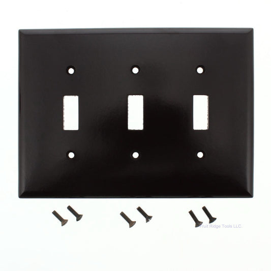 Eagle 2041B Brown 3-Gang Plastic Toggle Switch Mid-Size Wallplate Cover Plate