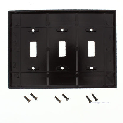 Eagle 2041B Brown 3-Gang Plastic Toggle Switch Mid-Size Wallplate Cover Plate