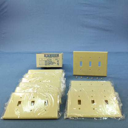Eagle 2041V Ivory Mid-size 3-Gang Toggle Switch Cover Plastic Wallplates 10-Pack