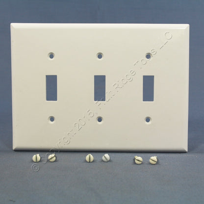 Eagle 2041W White 3-Gang Toggle Switch Plastic Mid-Size Wallplate Cover Plate