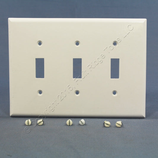 Eagle 2041W White 3-Gang Toggle Switch Plastic Mid-Size Wallplate Cover Plate
