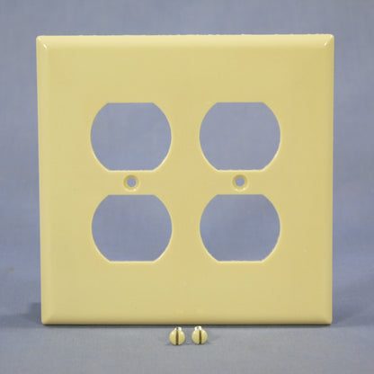 Eagle 2050V Ivory 2-Gang Duplex Outlet Plastic Mid-Size Wallplate Cover Plate