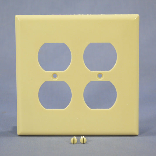 Eagle 2050V Ivory 2-Gang Duplex Outlet Plastic Mid-Size Wallplate Cover Plate