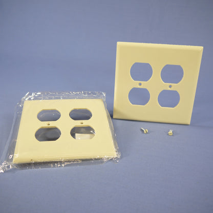 Eagle 2050V Ivory 2-Gang Duplex Outlet Plastic Mid-Size Wallplate Covers 2-pack