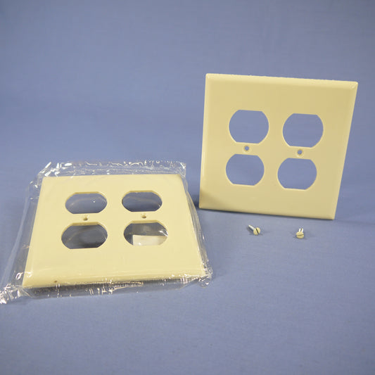 Eagle 2050V Ivory 2-Gang Duplex Outlet Plastic Mid-Size Wallplate Covers 2-pack