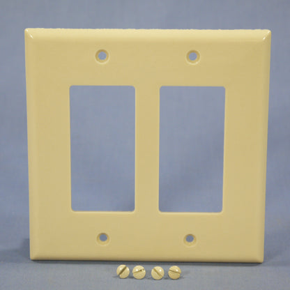 Eagle 2052V Ivory 2-Gang Decorator GFCI Plastic Mid-Size Wallplate Cover Plate