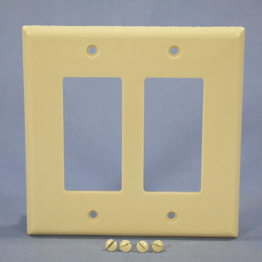Eagle 2052V Ivory 2-Gang Decorator GFCI Plastic Mid-Size Wallplate Cover Plate