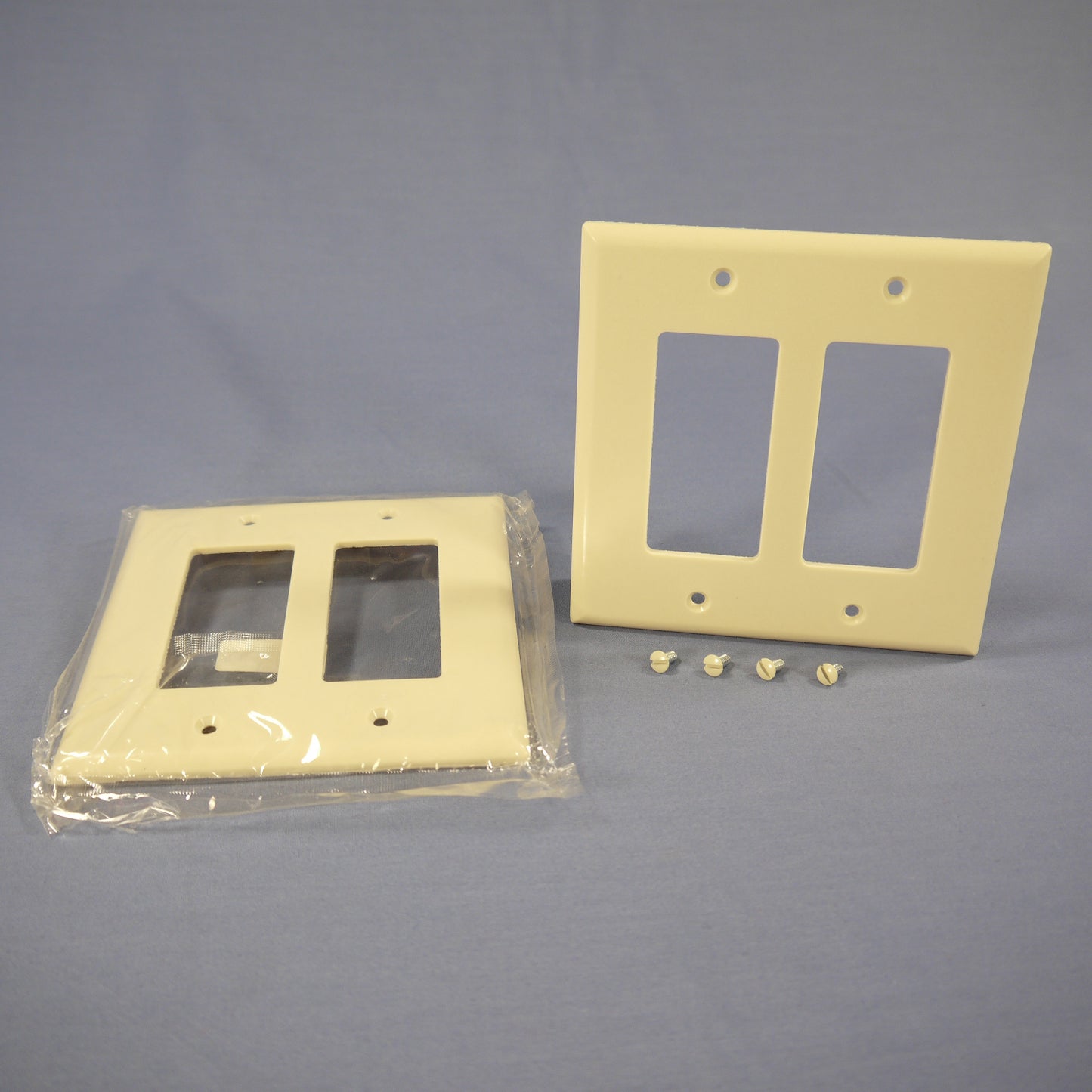 Eagle 2052V Ivory 2-Gang Decorator GFCI Plastic Mid-Size Wallplate Covers 2pcs