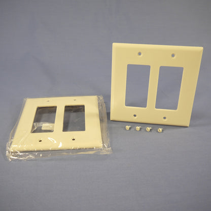 Eagle 2052V Ivory 2-Gang Decorator GFCI Plastic Mid-Size Wallplate Covers 2pcs