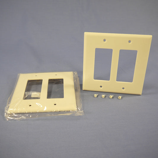 Eagle 2052V Ivory 2-Gang Decorator GFCI Plastic Mid-Size Wallplate Covers 2pcs